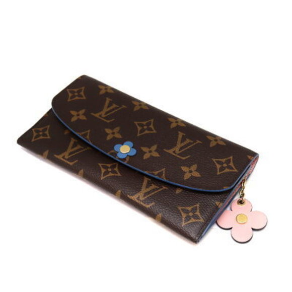 Louis Vuitton Portefeuille Emily Long Wallet Brown Peach Pink Blue LV - Picture 1 of 6